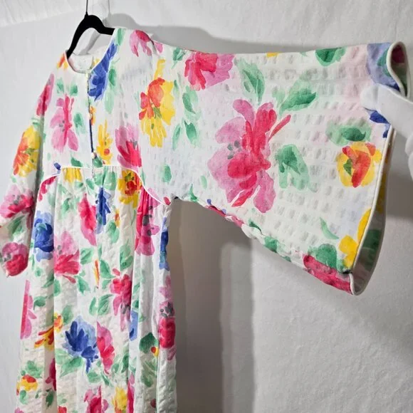 USA Vintage 70's Cottagecore Multicolor Floral Maxi Dress by MISS ELAINE Size XL - Picture 6 of 17